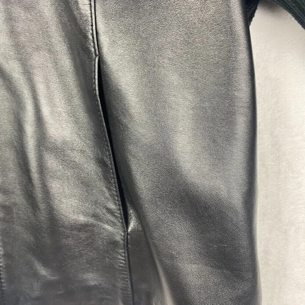 I.N.C Leather Jacket Womens Large Petite Black Pockets Hooded Ladies Jacket - Picture 6 of 11